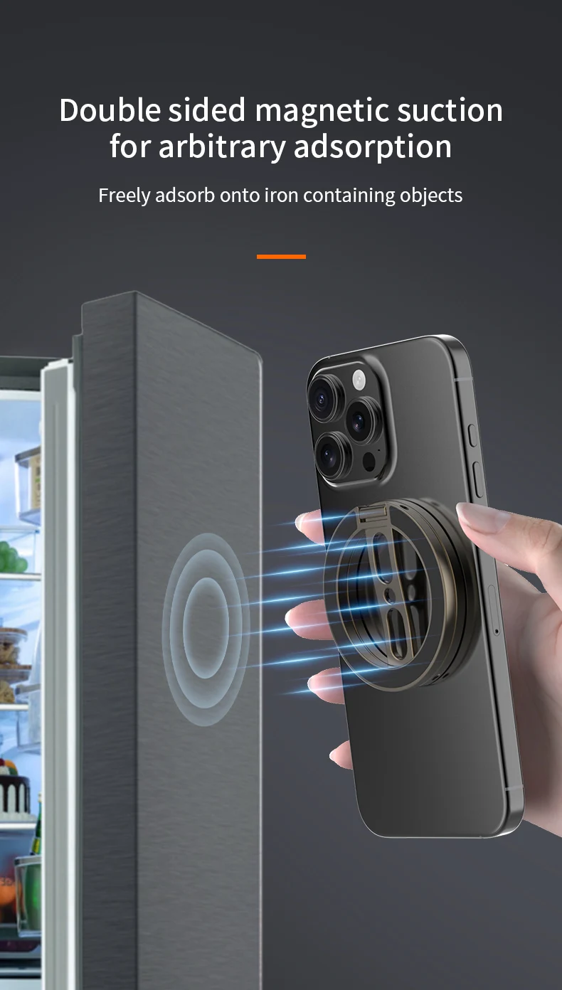 Starker Magnetischer Telefonhalter für MagSafe Doppelseitiger Magnet-Fingerring-Ständer für Desktop-Fitness Klappbare Halterung für Phone 17 16 – Detail 11
