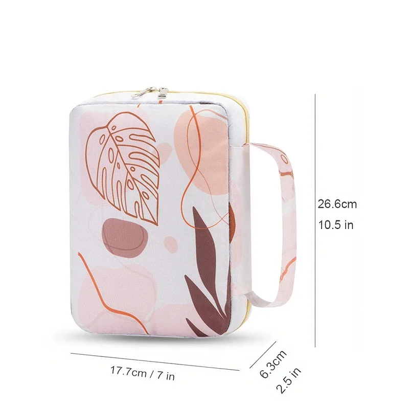 Capa de capa da bíblia floral saco de capa da bíblia para mulher, elegante funcional portátil caso de transporte da bíblia bolsos estudo com zíper