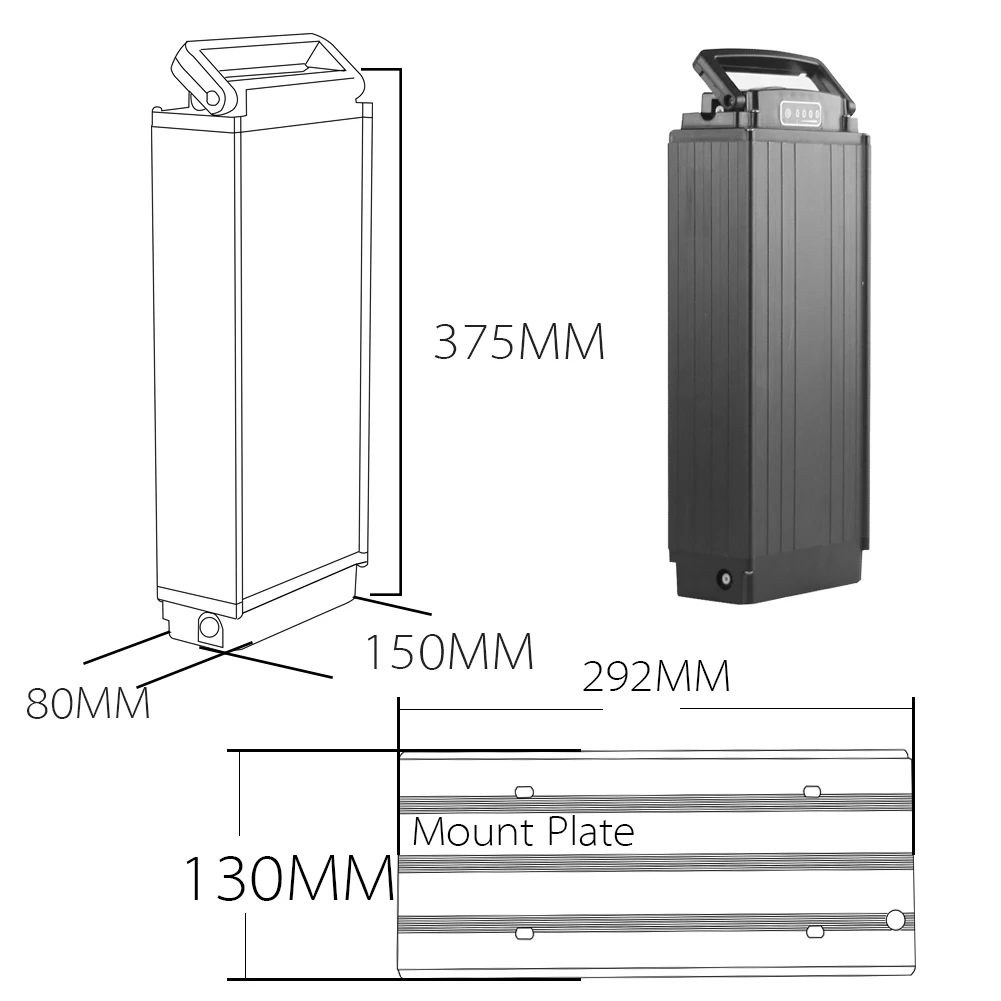 48V Rear Rack Electric Bicycle Battery 36V 20AH 52v 24AH 18650Cell 40A BMS for Ebike Luggage Hanger Taillight  eBike Battery