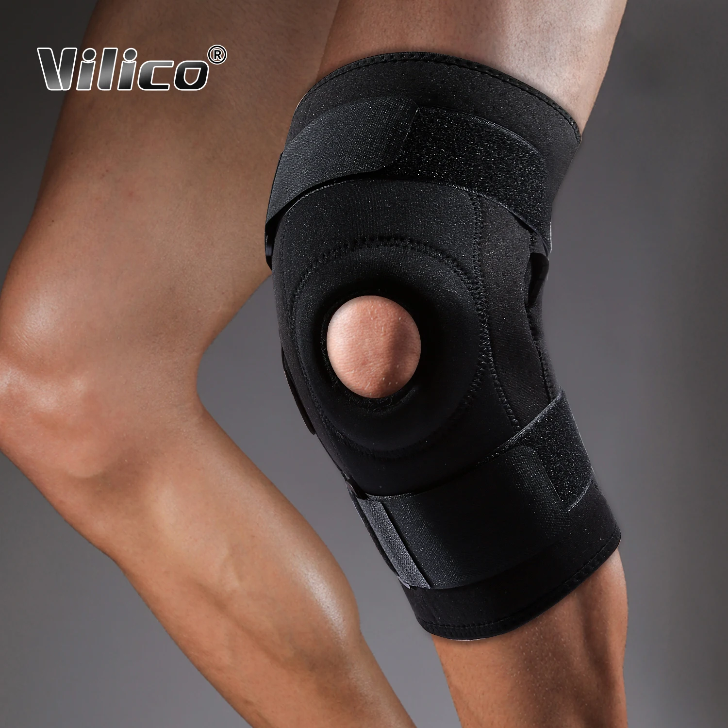 Vilico Silicone Padded Bandage Knee Pads Supports Brace Basketball Fitness Meniscus Patella Protection Kneepads Knee Sleeve