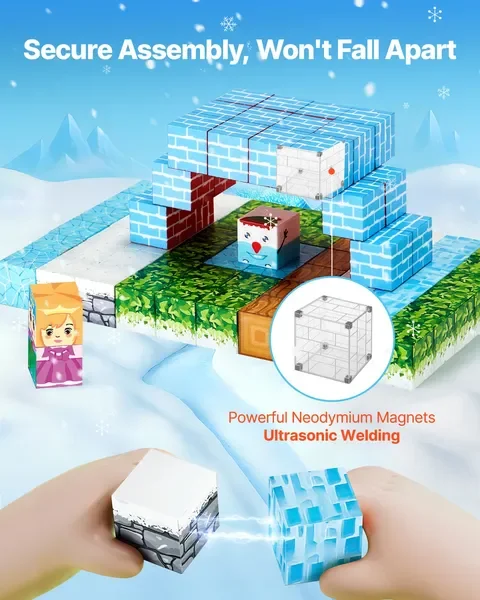 Blocos magnéticos 150 PCS Glacier Castle Set STEM Montessori Brinquedos sensoriais
