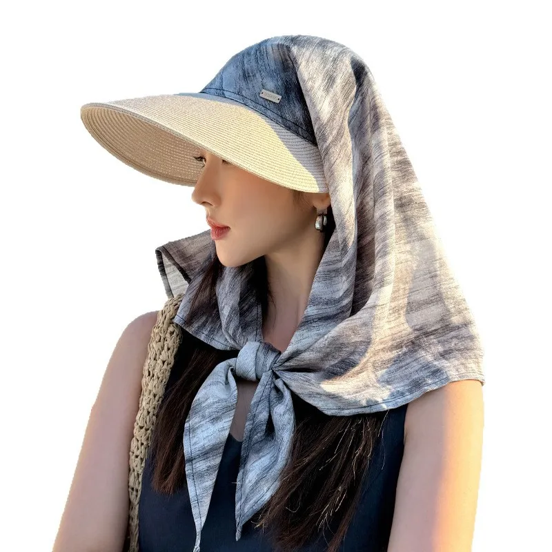 

Sunscreen large brim neck protection hat women's light breathable shoulder protection sun hat summer seaside beach sun hat
