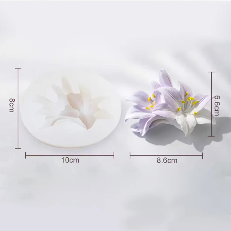 Lily Flower Silicone Mold DIY Handmade Car Fragrant Stone Aromatherapy Plaster Making Mould Fondant Decoration Candle Mold