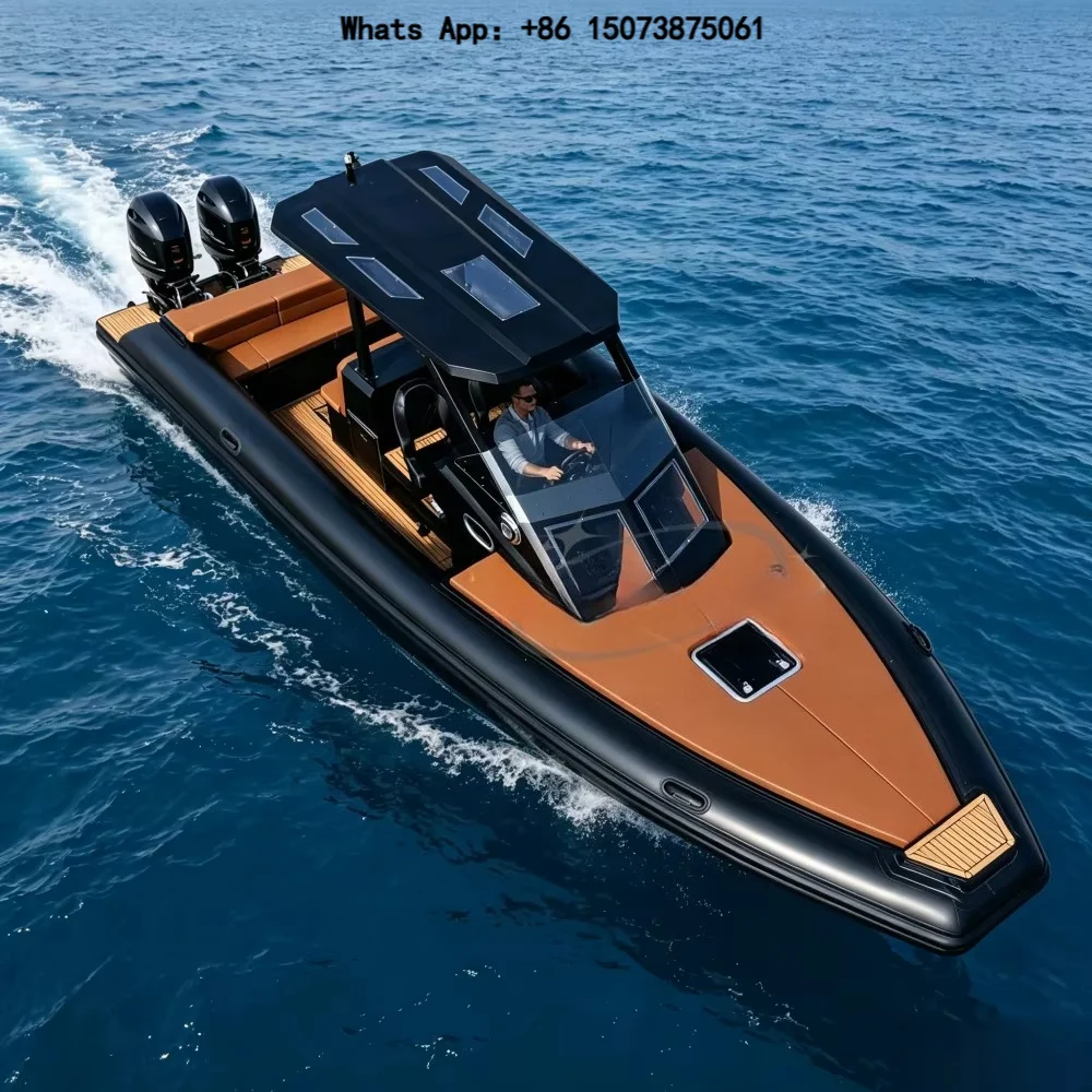 Durable CE 10.5m Inflatable RIB Boat with Deep V Aluminum Hull  Power Recreation Orca Hypalon Cabin Family Leisure Yacht
