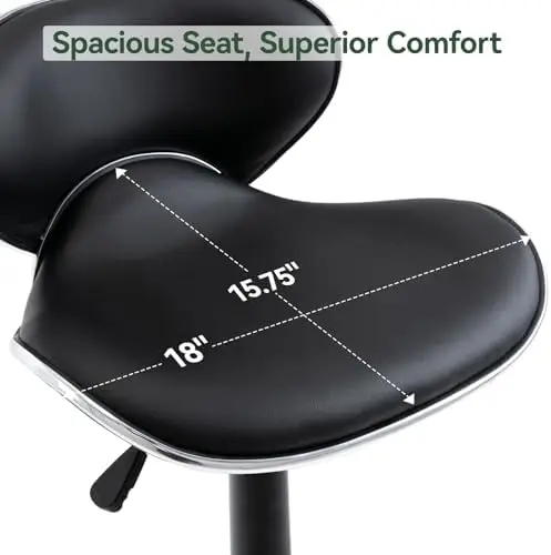 PU Leather Adjustable Bar Stools, Modern Swivel Airlift Barstools with Back, Armless Counter Height Chairs for Kitchen view 6