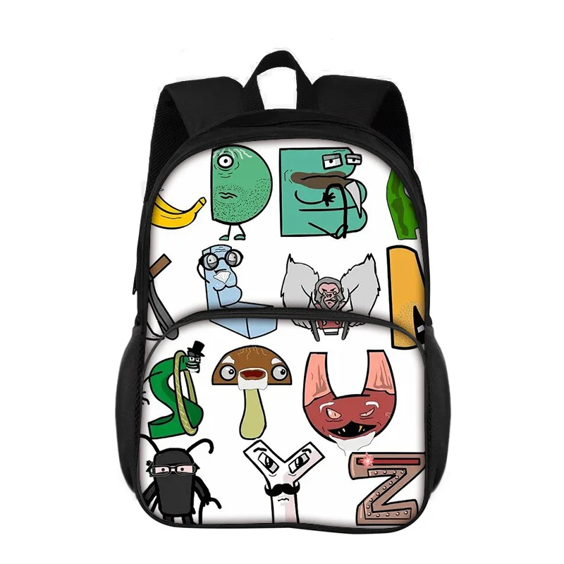 Alphabet Lore Round Front Bag Backpack with Cartoon Printed Letters, Cute and Small Elementary School Boys and Girls, New Style