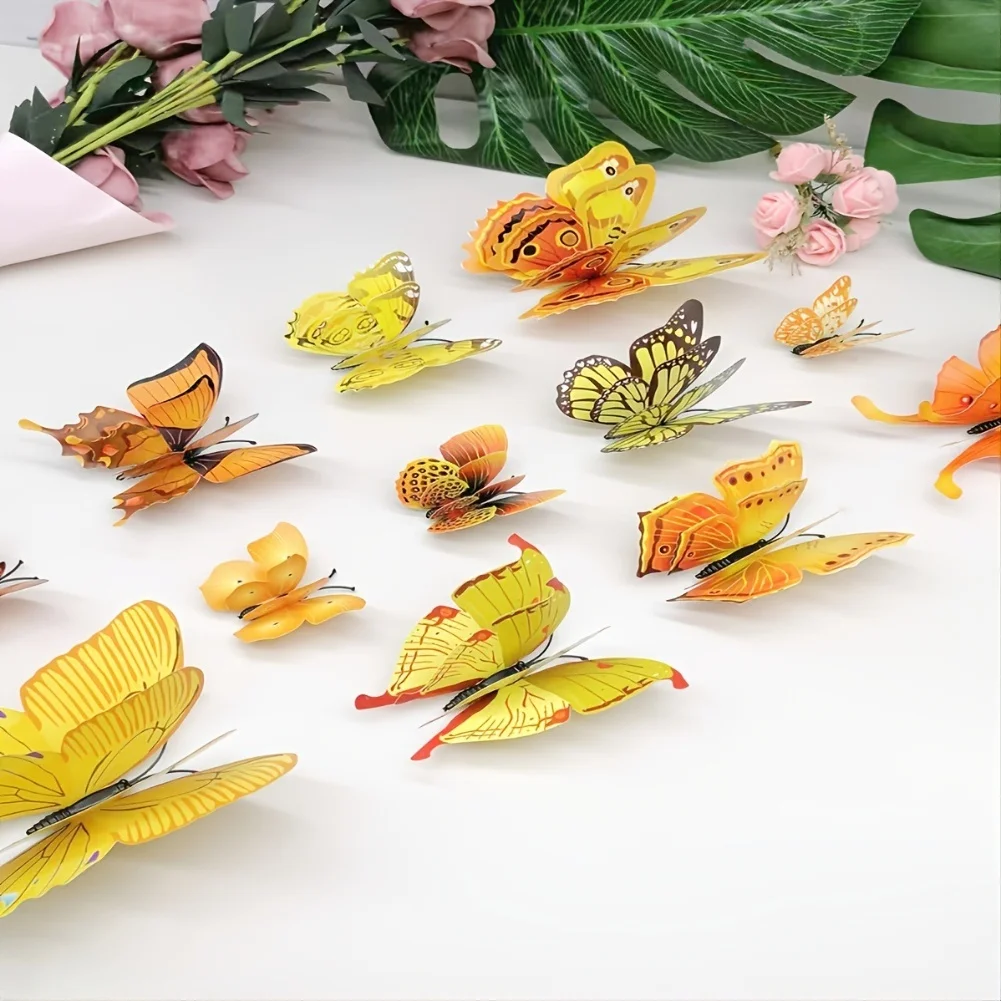 72 PCS 3D Butterfly Wall Decals Double Layer PVC Stickers for Adding Visual Interest to Home Walls and For Holiday Decor
