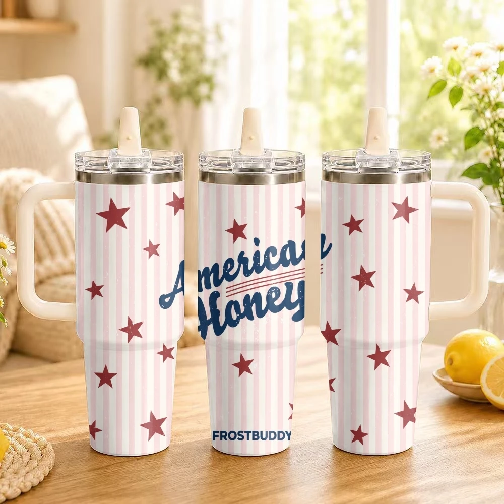 Celebrating Freedom Vacuum Flasks 40oz Thermal Tumbler with Handle Stainless Steel Vacuum Insulated Leak Proof Travel Mug