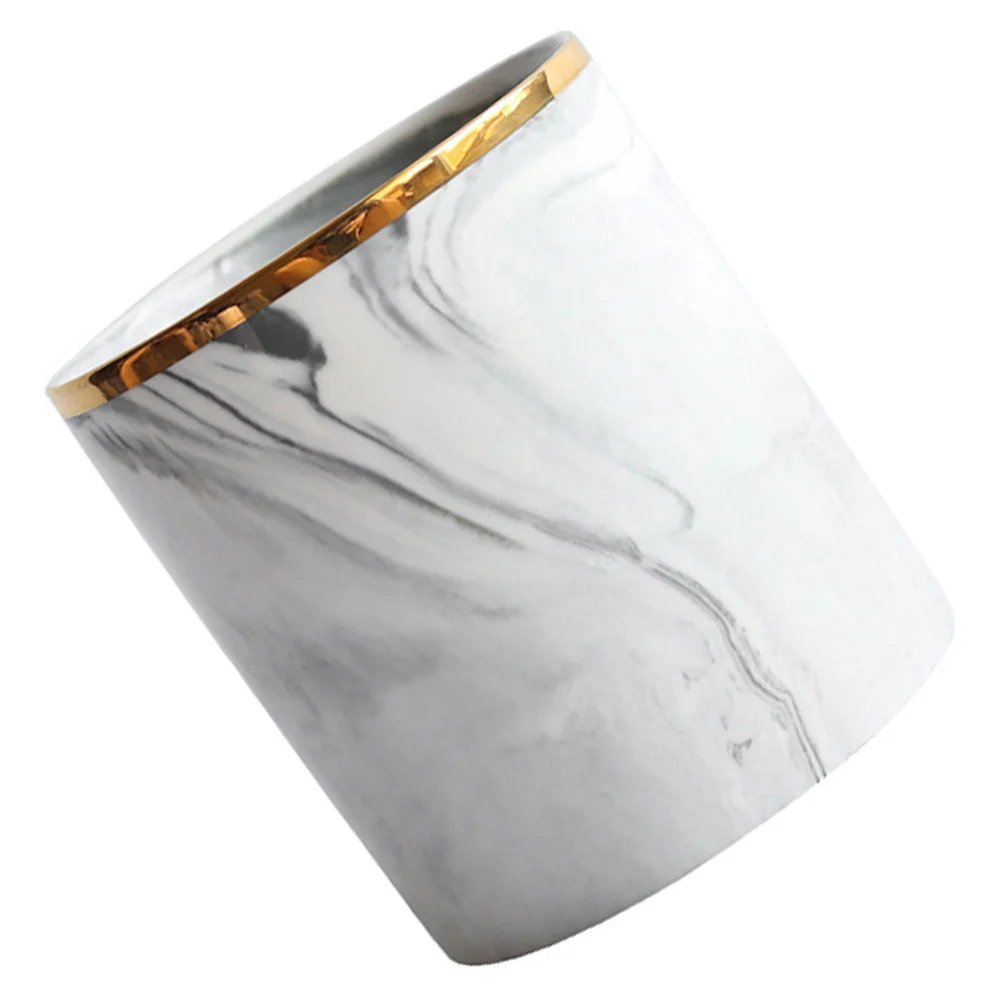 1Pcs Marble Ceramic Pen Holder Nordic Style Creative Desktop Organizer Brush Container Office School Supplies Storage