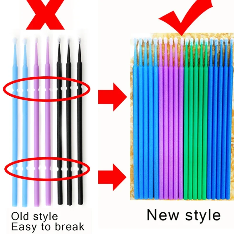 CNKESS 100Pcs Durable Micro Disposable micro brush Individual Lash Removing Tools Swab Micro brushes Eyelash Extension Tools