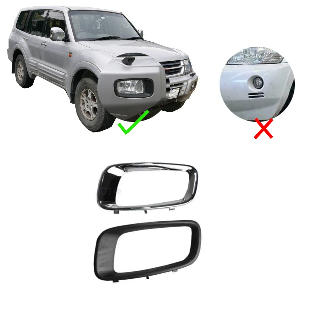 1 Pcs Front Light Cover for Pajero V73 MR388019 2001-2003 Fog Lamp Cover for Montero V75 V77 Bumper Frame for Shogun V60