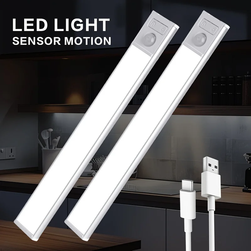 Lampe de comptoir LED avec détecteur de mouvement, éclairage de bureau, sans fil, magnétique, aste par USB, veilleuse de cuisine, à piles, armoire