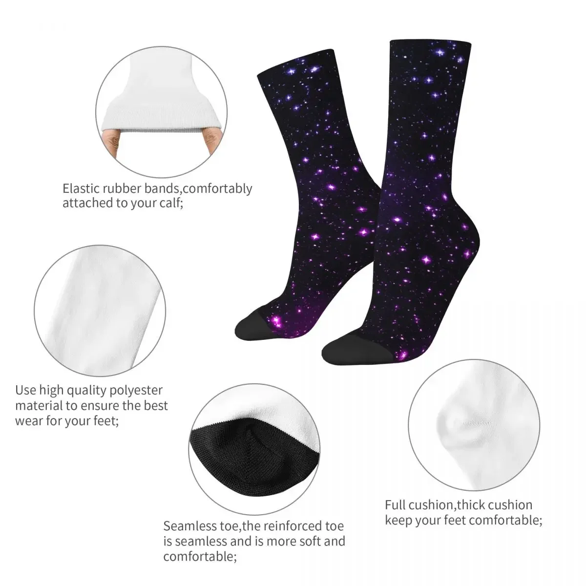 Space Stars Galaxy Nebula Socks Men's Women's Funny Happy Socks Harajuku Spring Summer Autumn Winter Socks Breathable Cute Sock