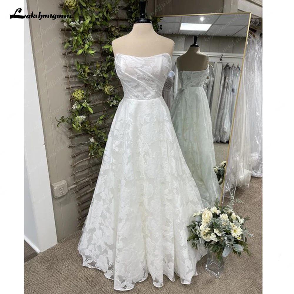 Roycebridal Strapless Pleat Wedding Dresses 2025 Customized Sleeveless Floral Appliques Lace Bridal Gowns abito da sposa