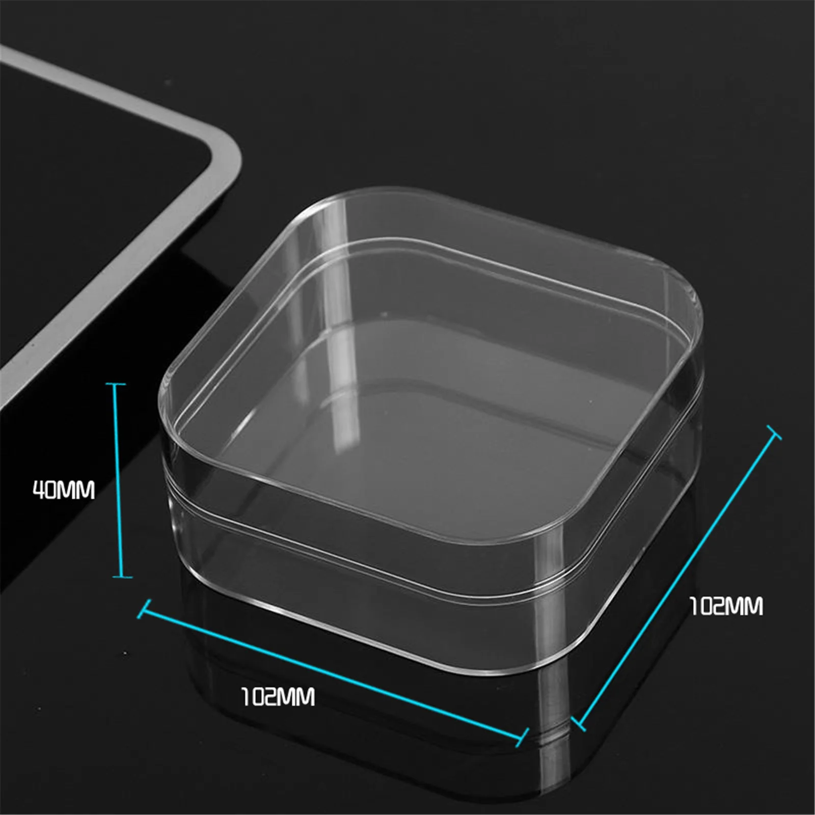 Transparent Square Plastic Packaging Box Makeup Puff Storage Candy Earphone Earphone Jewelry Case Desktop Sorting Organize