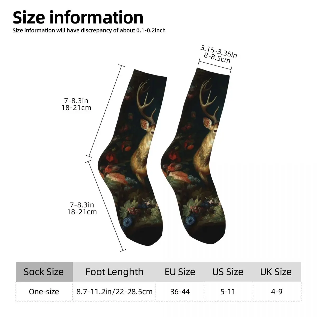 Vintage Forest Deer Realistic Socks Harajuku High Quality Stockings All Season Long Socks for Man Woman Valentine's Day Gifts