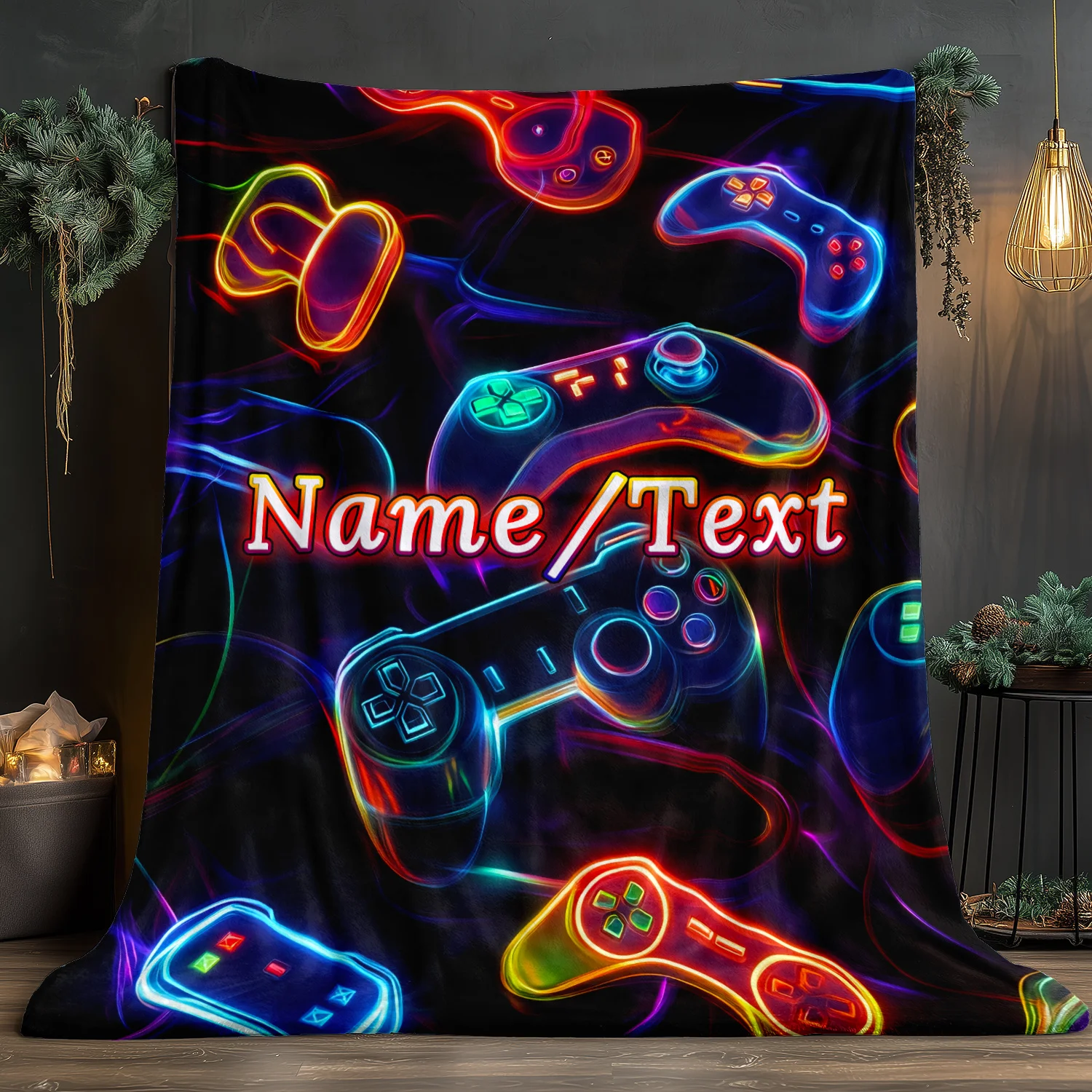 اسم مخصص JW بطانية الصوف للتحكم في ألعاب الفيديو، مناسبة للأريكة والسرير وأعياد الميلاد والأطفال والأصدقاء والهدايا