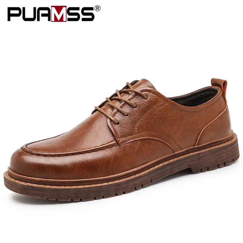 Herbst neue Männer Schuhe Brogue Freizeit schuhe Männer Echt leder Schuhe Arbeits stiefel Business Casual Sneakers