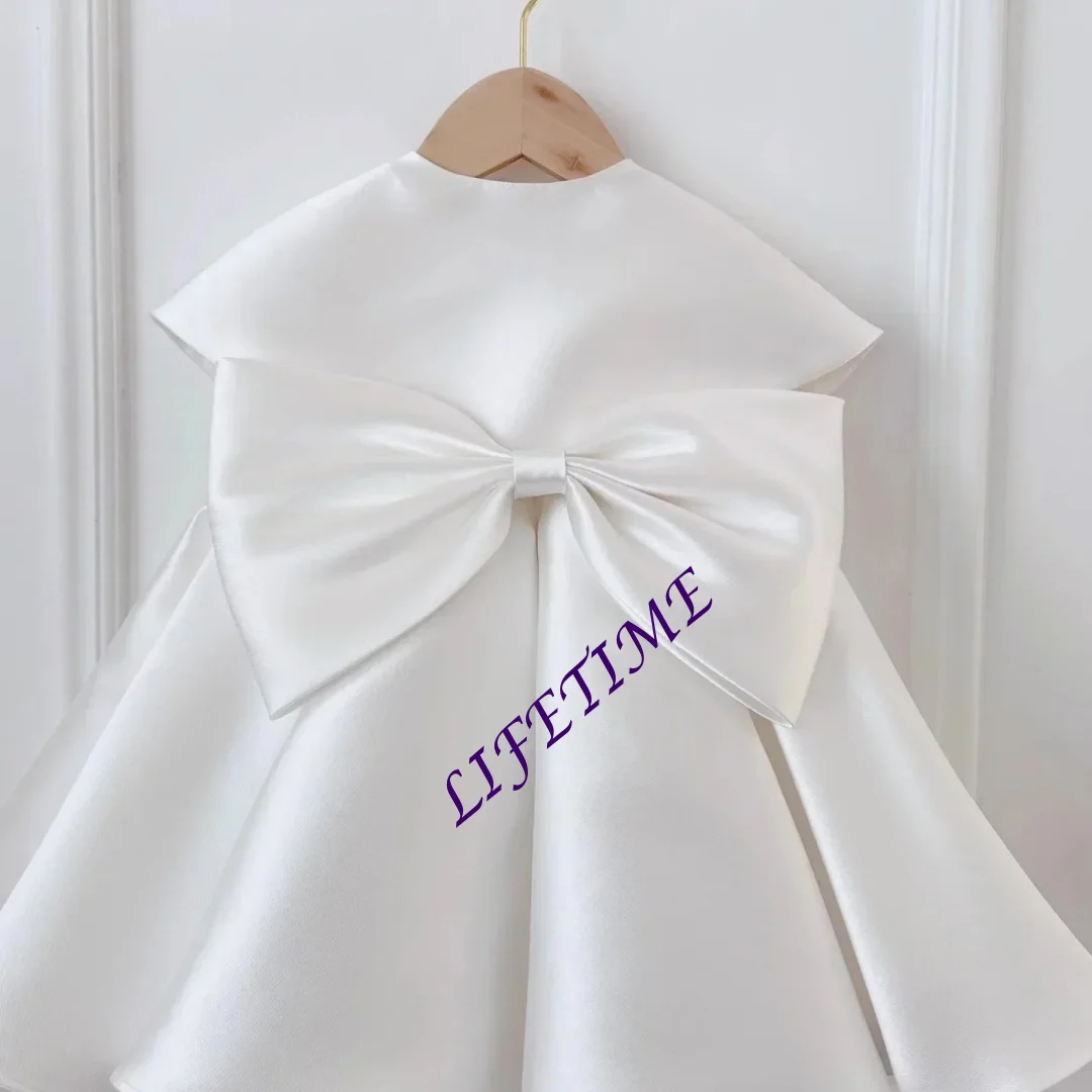 CustomizedBaby Girl Princess Party Birthday Baptism Frocks Baby Clothes 1-7Y Pearl Silk Dress Cloak Infant Toddler Vintage Bow V