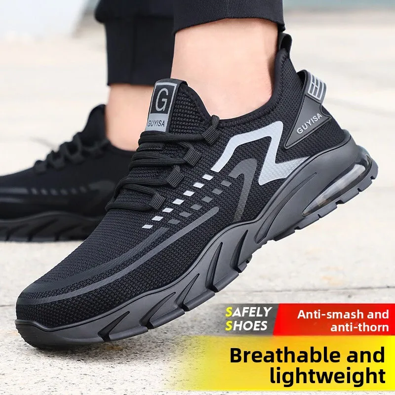 남성용 안전 신발 강철 발가락 부드러운 밑창 남성 신발 보호 기능이 있는 경량 통기성 작업 신발 내마모성