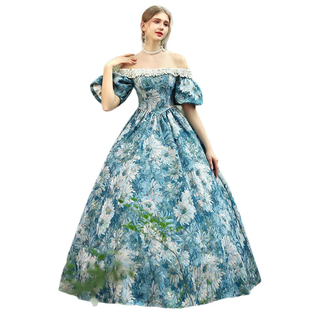 الأزرق الداكن الأميرة النبيلة النفط اللوحة السفر صور مأدبة زي حفلة الدراما أداء فستان بريطاني Vestidos Fiesta De Lujo