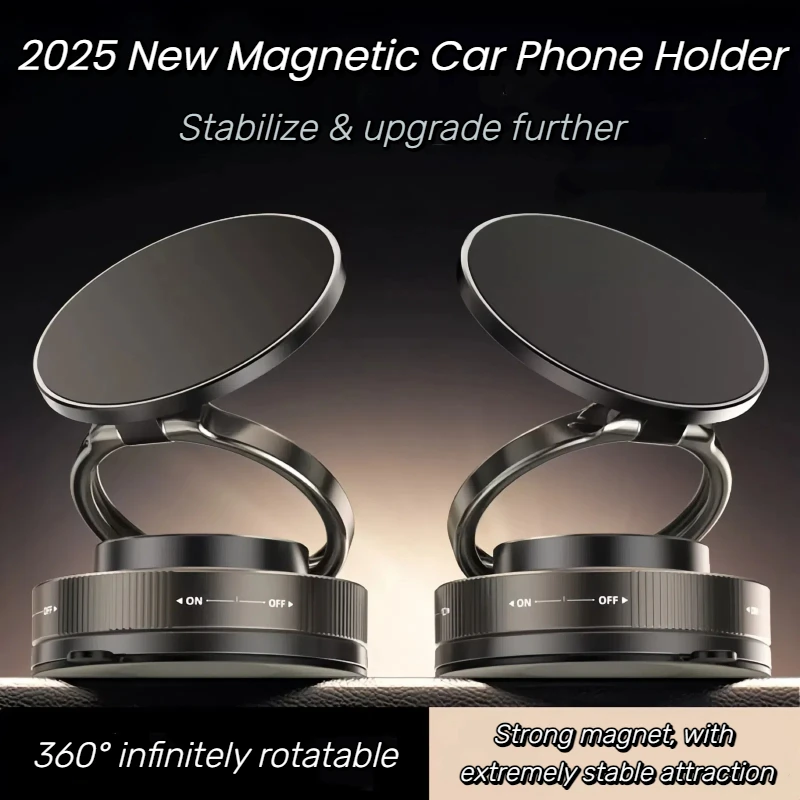 

Vacuum Suction Magnetic Car Phone Holder 360°Rotation Strong Magnetic Phone Mount Foldable Design For Car/Smooth Surface