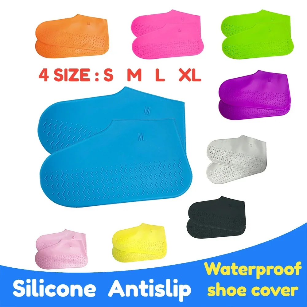 Waterproof Silicone Rain Boots XL L M S Waterproof Shoes Cover Antislip Reusable Silic Overshoes Boot Covers Shoes Accessories