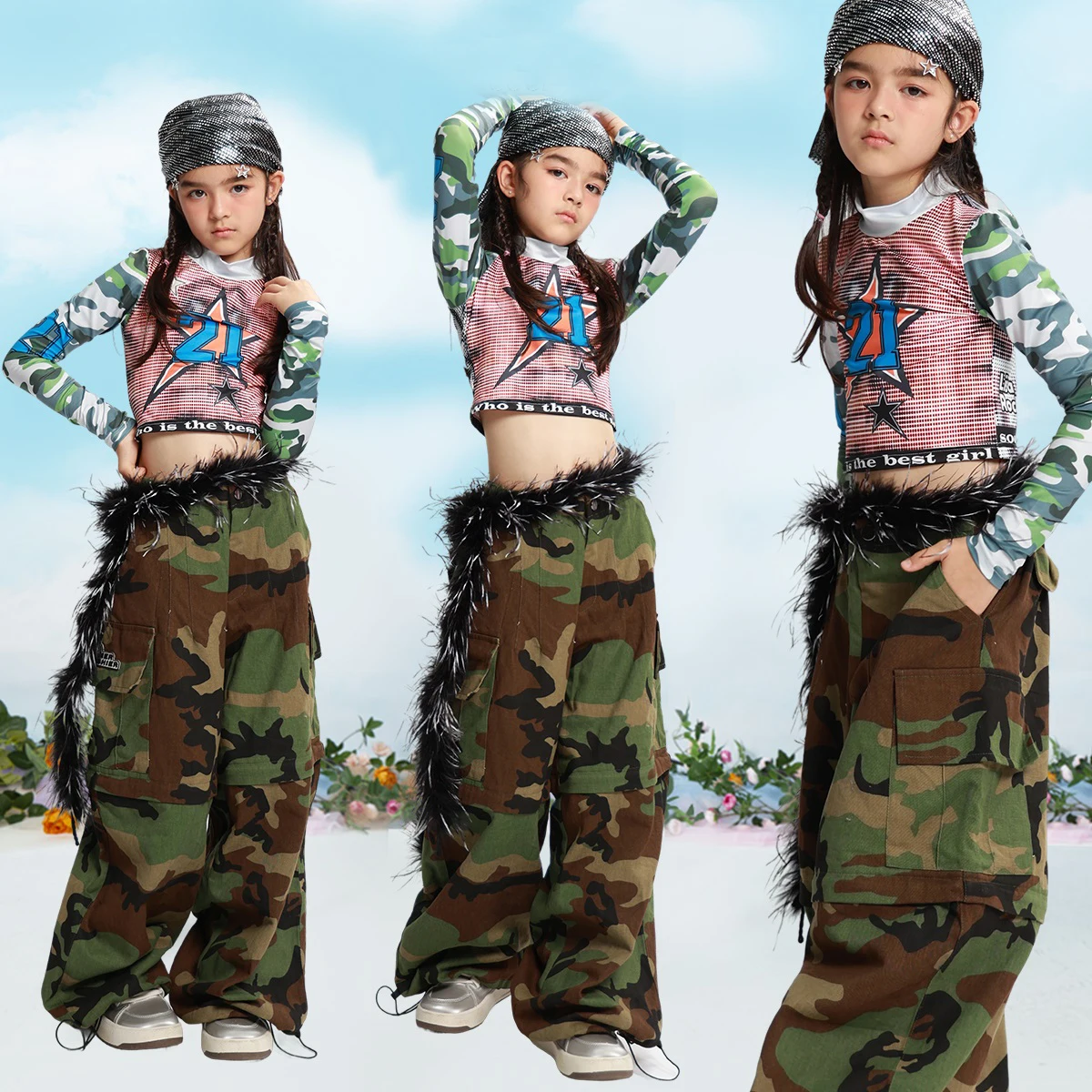 

Новая детская танцевальная одежда для выступлений в стиле хип-хоп, танцевальные костюмы для девочек, джазовая одежда, сценический фестивальный наряд, костюмы K-pop XS9826