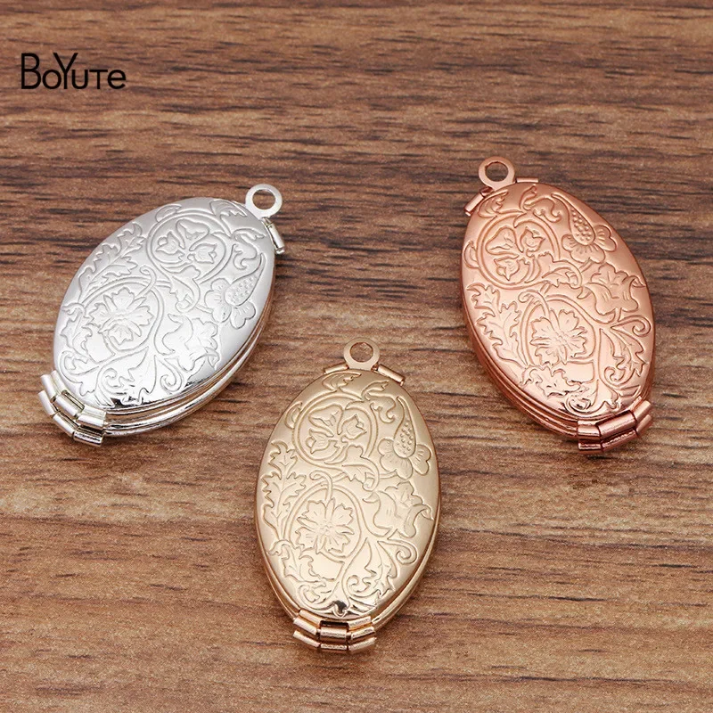 BoYuTe (5 Pieces/Lot) 20*33*9MM Oval Shaped Floating Locket Can Insert Photo Locket Pendant Factory Direct Sale