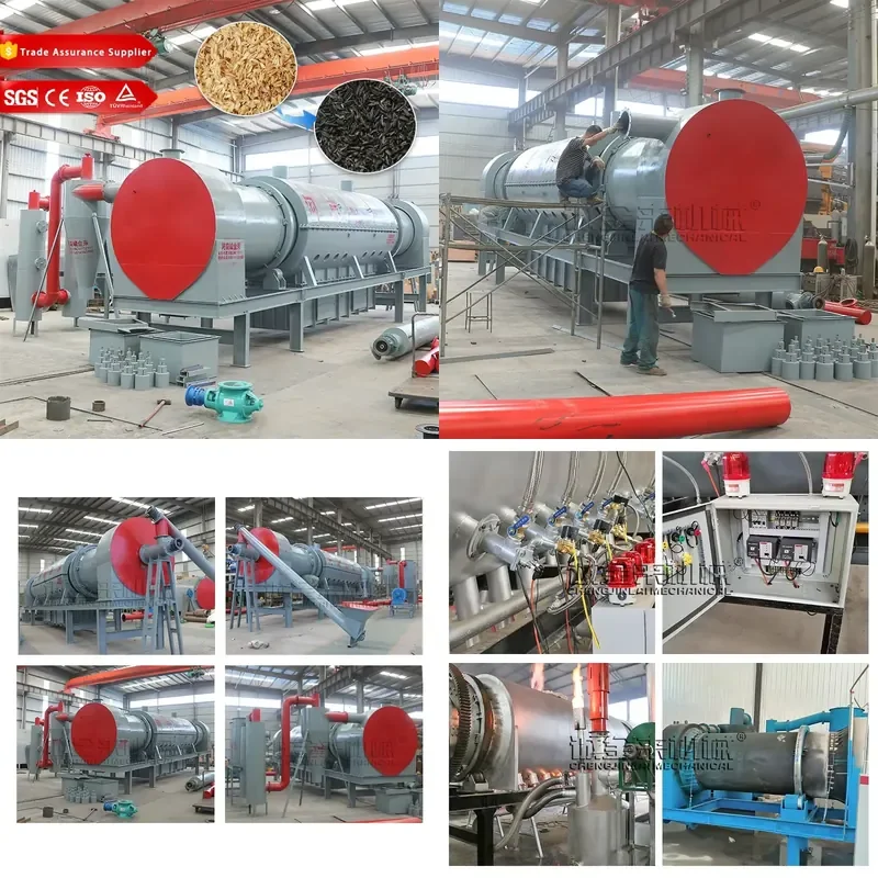 Air Flow High Temperature Continuous Pyrolysis Carbonization Furnace with Motor & Bearing 500-900kg Capacity 44.5KW Power