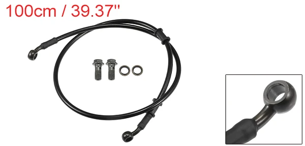 Motoforti 90 cm Motorrad geflochtener hydraulischer Bremsleitung Ölschlauch Schwarz Armeegrün 1 Set – Detail 2