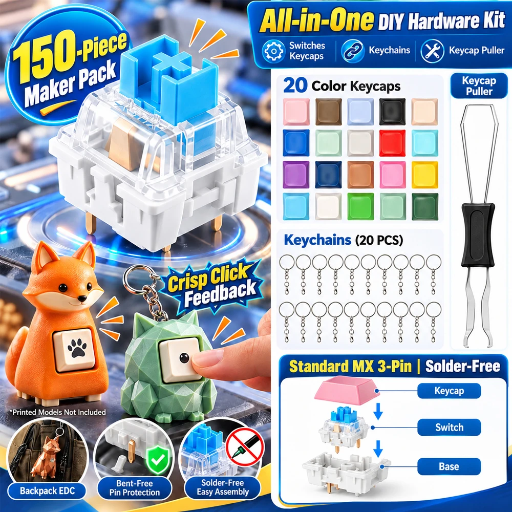 Switch Puller Keycap Puller Kit - 150 Adet Mavi Mekanik Anahtar Seti,