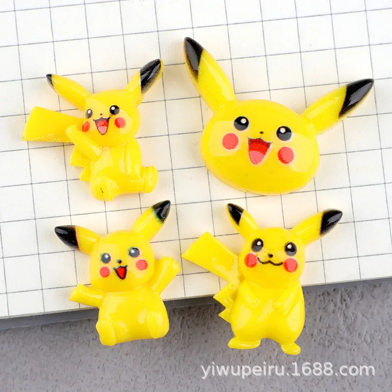 5pcs Cartoon Animals Pokemon Happy Pikachu Flatback Resin Charms Crafts Embellishments Diy Cabochons Decoration Accessories