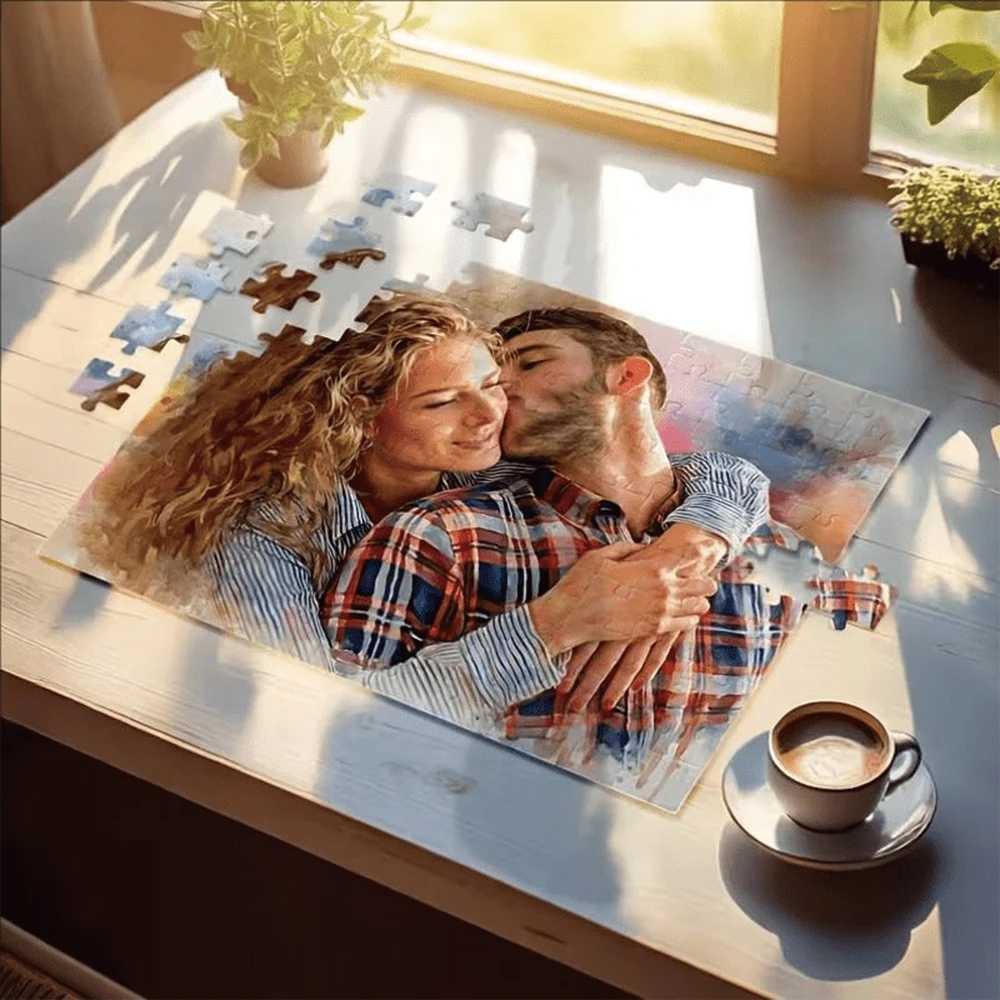 35/300/500/1081pcs Personalized Custom Photo Puzzle Family Photos DIY Puzzle Portrait Painting Handmade Birthday Gift