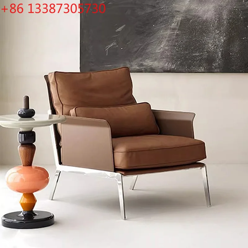 

Итальянское кожаное кресло класса люкс, удобное кресло с высокой спинкой, современное кресло для отдыха в гостиной.