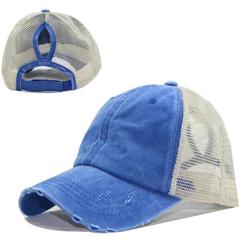 Leichte, atmungsaktive Baseballkappe aus gewaschener Baumwolle, Sommer-Mesh-Hut für Herren und Damen – Detail 7