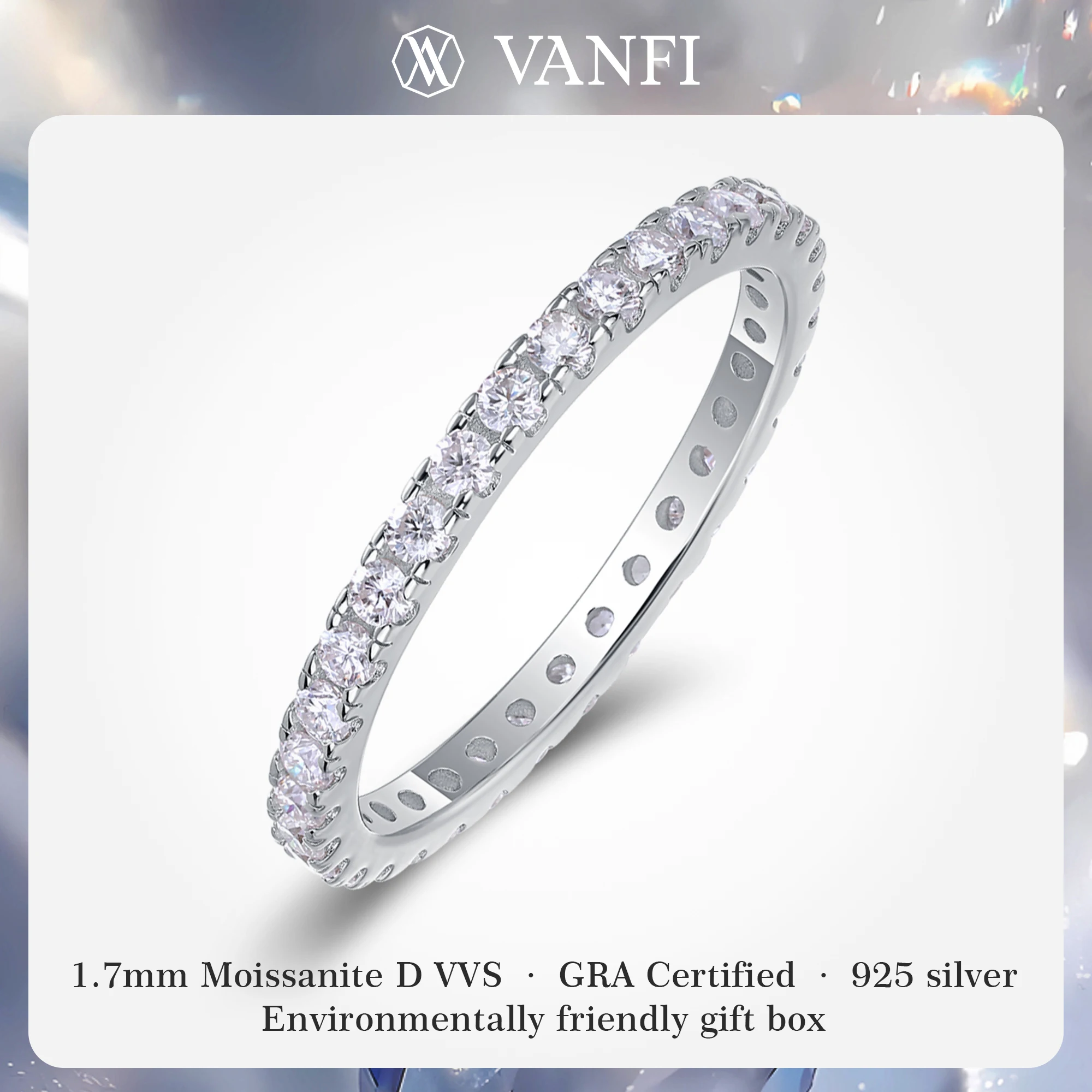 

Kfvanfi GRA certified moissanite 925 silver women's ring plated with 18k white gold for women to wear ring party fashion jewelry