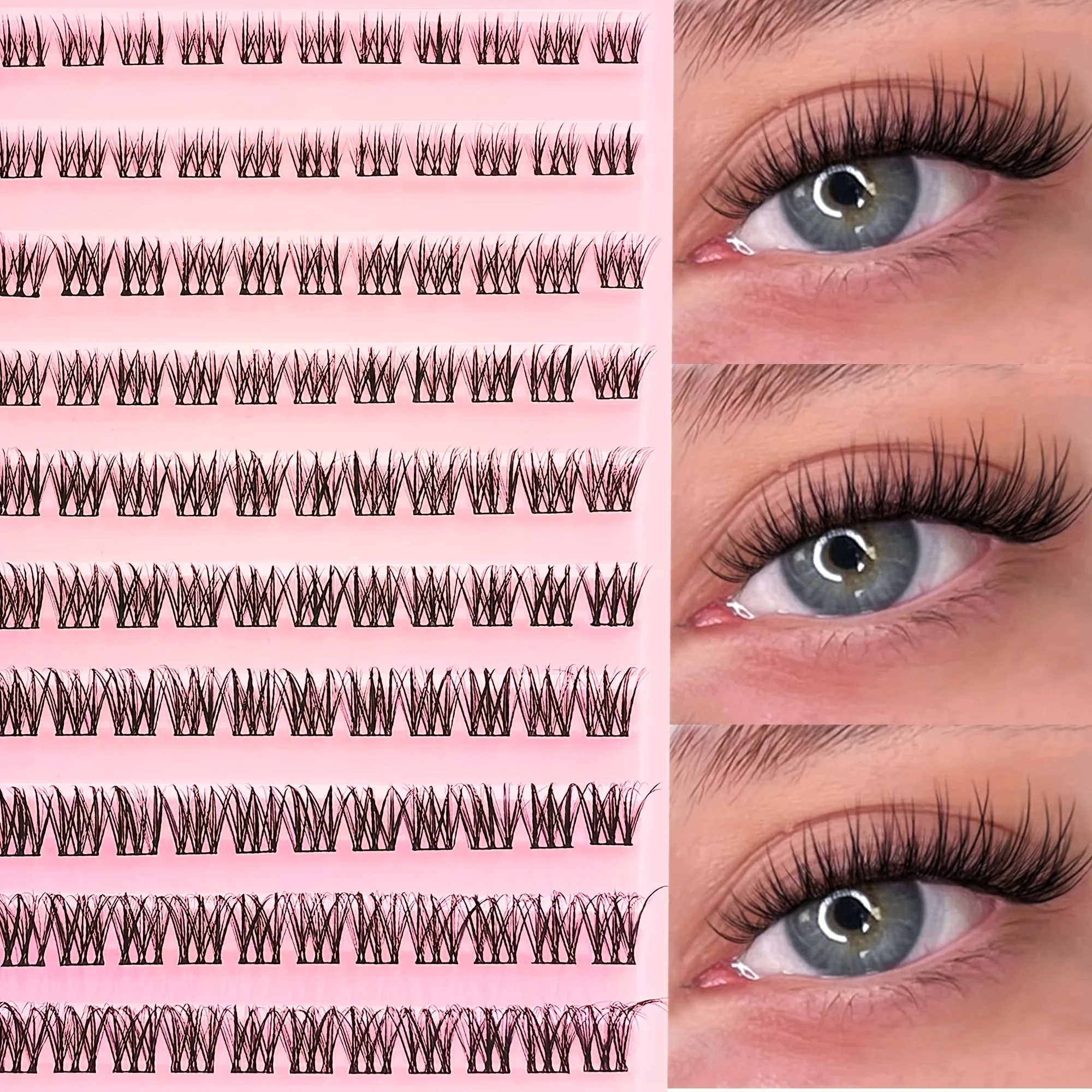 120 Wimpernbüschel, 8-16 mm, natürlich schlank, wiederverwendbar, perfekt für Halloween, Weihnachten, Valentinstagsgeschenke, Hochzeitssaison und andere Anlässe.