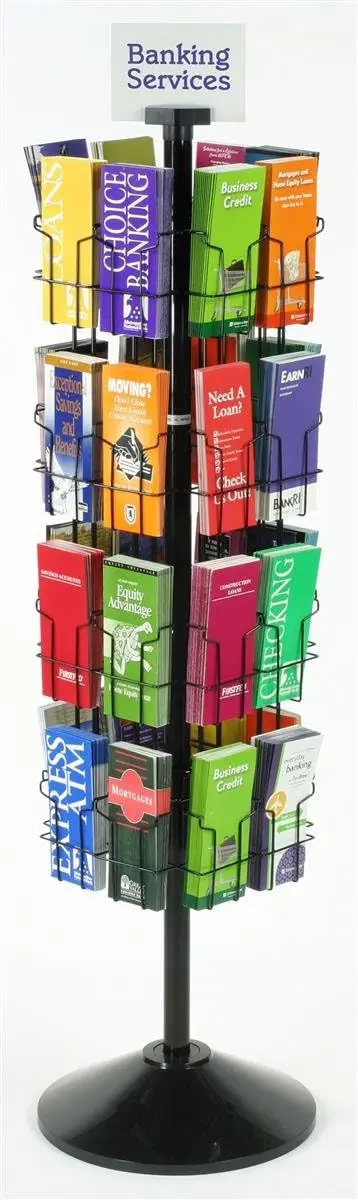 Wire Rotating Display Rack with 32 Pockets for 4 x 9 Brochures, 57 