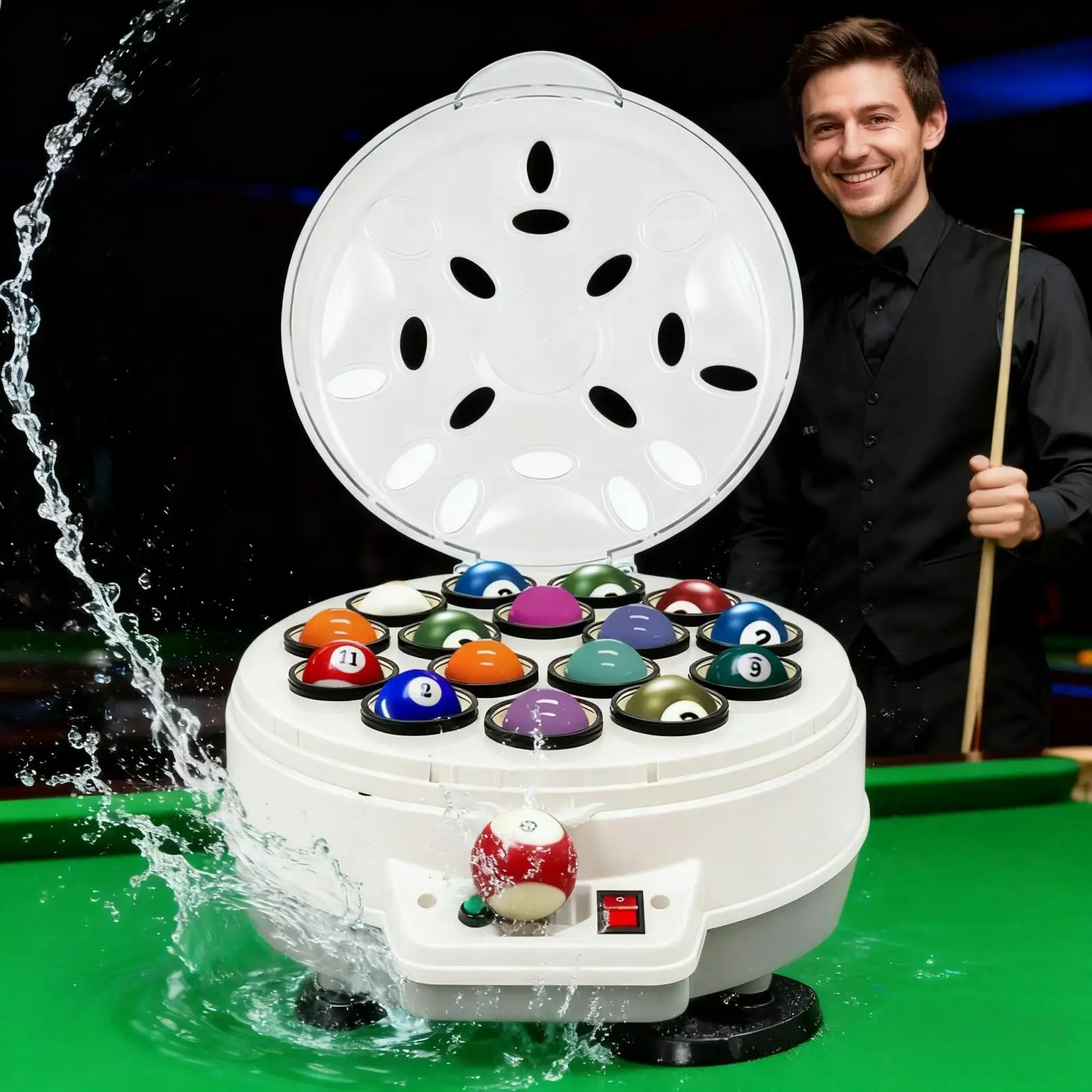 غسالة أوتوماتيكية لحمام البلياردو الأمريكي، منظف كرة البلياردو الكهربائي، كرات البلياردو، ملمع كرات البلياردو لكرات البلياردو