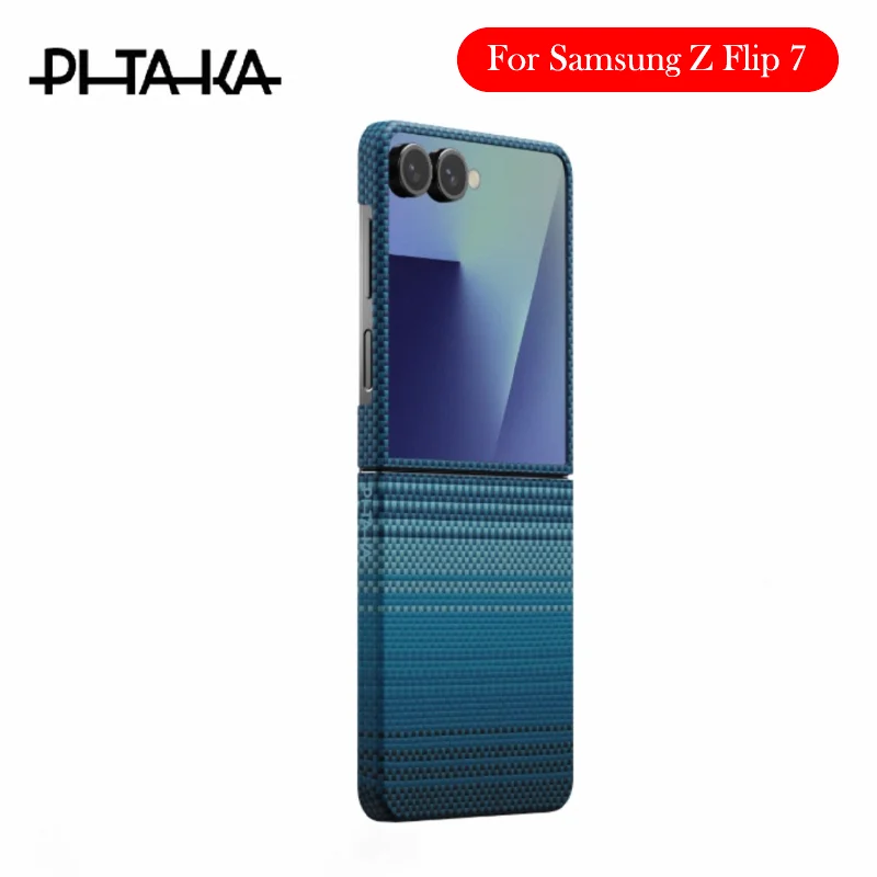 PITAKA Carbon Fibre Case For Samsung Z Flip 7 Kevlar Wireless Charging Back Cover Case for SAMSUNG Z FLIP 7