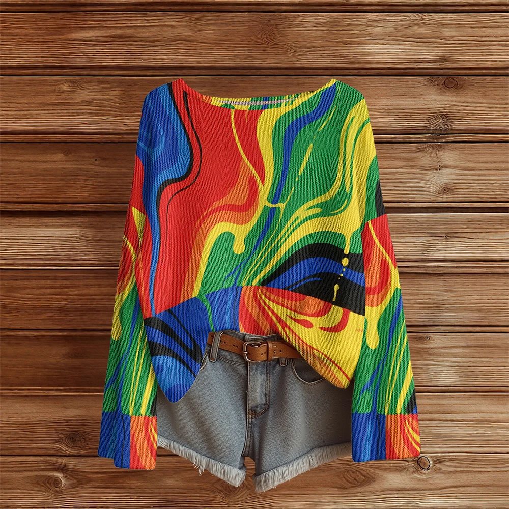 

Осенне-зимние вязаные свитера для женщин, красочные пуловеры, модные женские свитера, уличная трендовая повседневная одежда, молодежная верхняя одежда