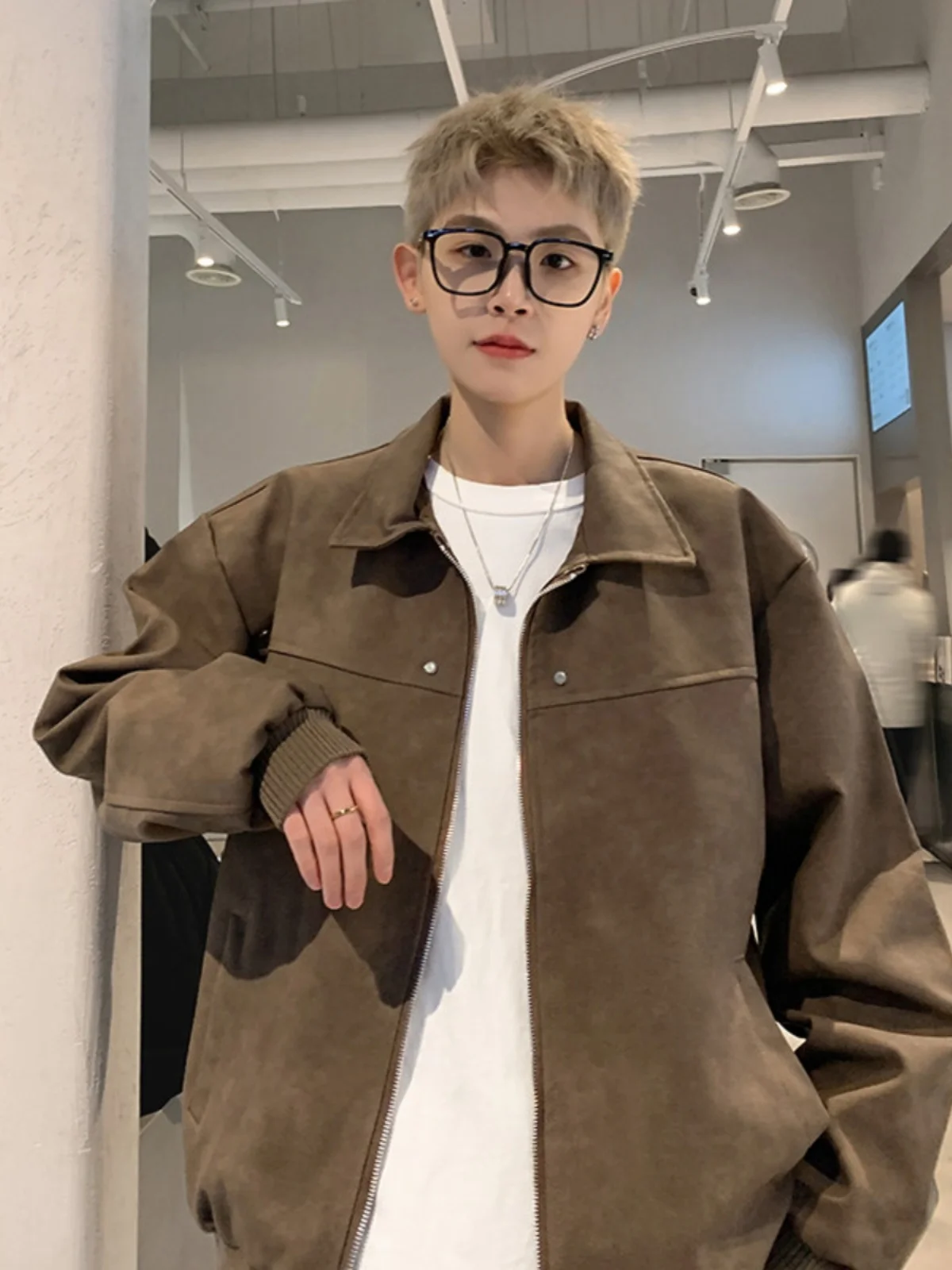 

Retro American Sle Men's Leather Jaet Vintage Casual Cool Streetwear Loose Fit Spring Autumn Zipper Decorated Youth Faion