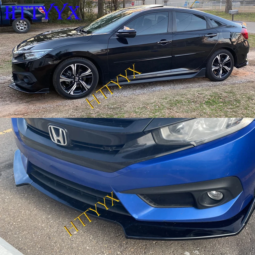 Gloss Black Car Front Bumper Splitter Lip Diffuser Body Kit Spoiler Guard For Honda Civic Gen 10Th 2016 2017 2018 2019 2020