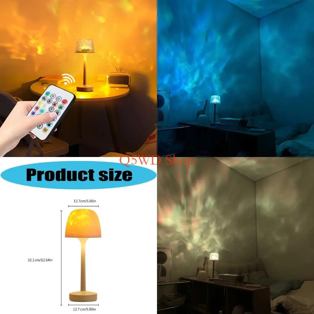 

Q5WD 3/16 Color Desk Lamp Night Light Ocean Ripple Projector Lamp