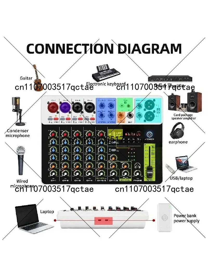 DJ Mixer Controller Audio Console for Live Sound Mixing Pro Digital Mixer V8