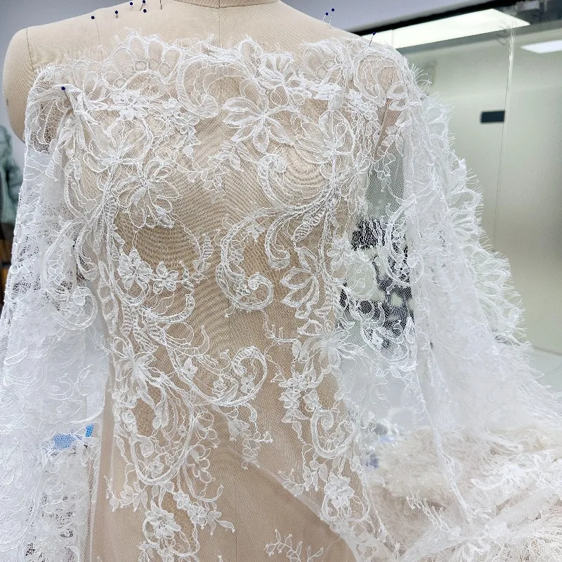 3M Per Piece Off - White Edge Strand Eyelash Lace Trim Popular Overseas For Beautiful Bride Veil Shawl Adding Elegant Touch