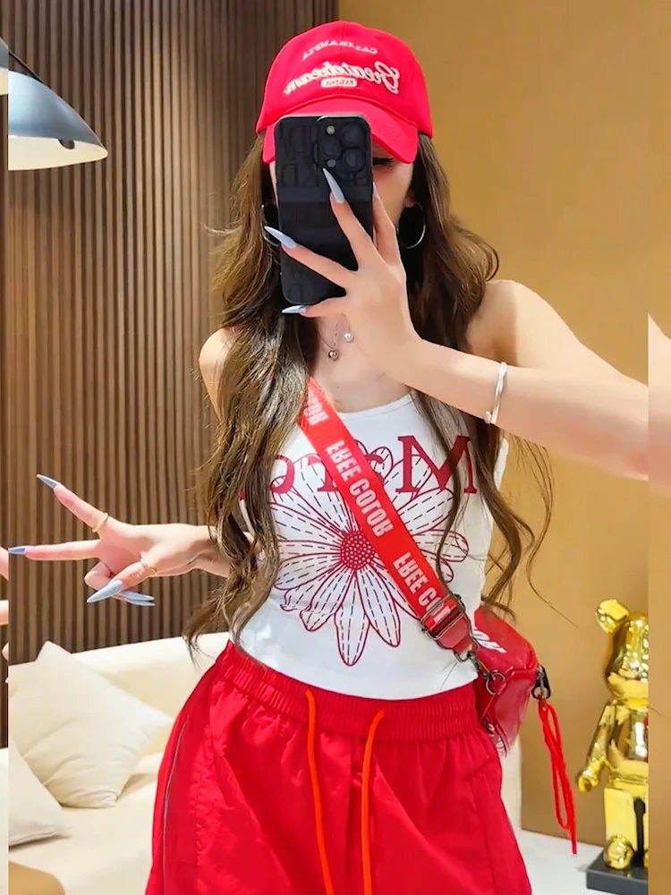 Faionable Sportswear Set Women's Summer New round Ne Svel Wide Leg Pants Two Piece Set Comfortable Breathable Casua...