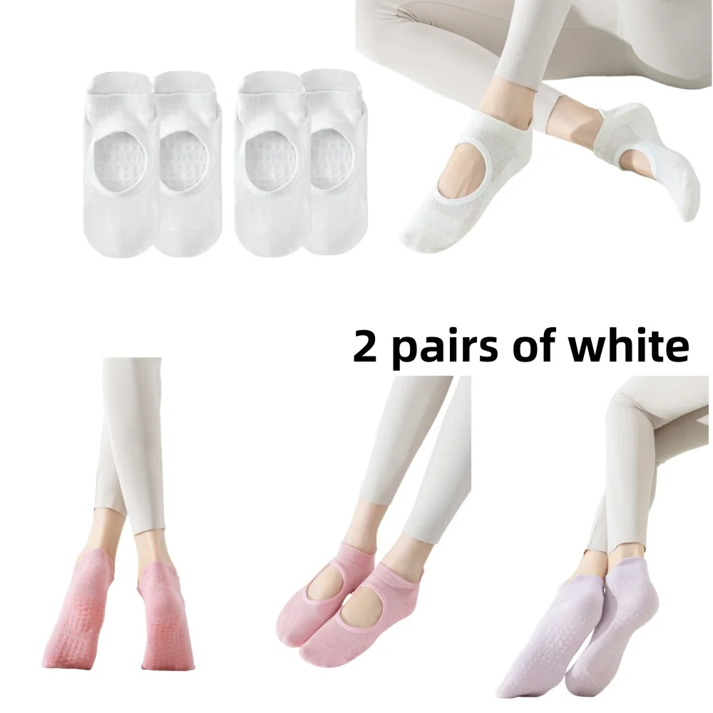 2 Paar Yoga-Socken für Kinder, rutschfeste, dünne, rückenfreie Sommer-Pilates-Tanzsocken, Indoor-Bodensocken, Bootssocken