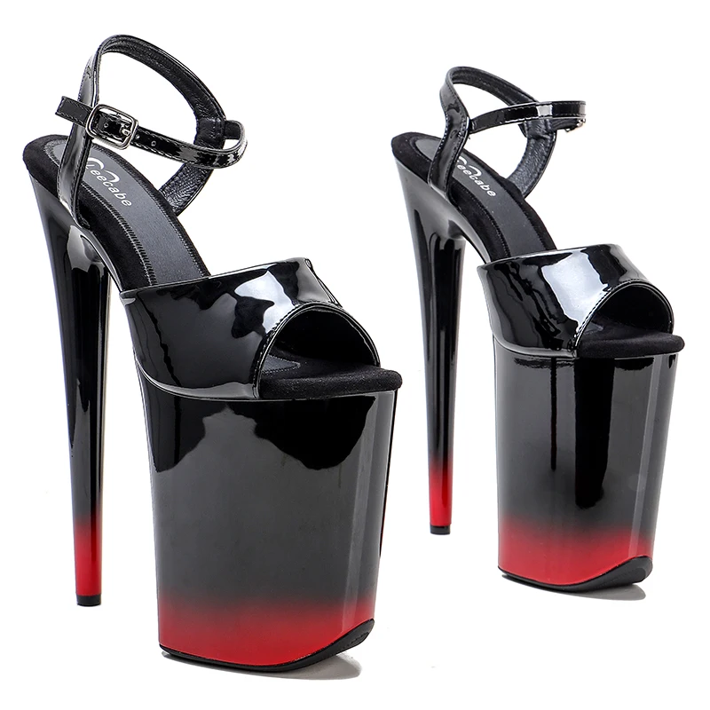 

Leecabe 23CM/9inches black Extreme High Heels Platform sandals Sexy exotic Sandals Pole Dance shoes 1K